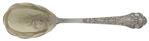 Medici-Old (Sterling, 1880, No Monograms) Bright Cut Bowl Sugar Spoon