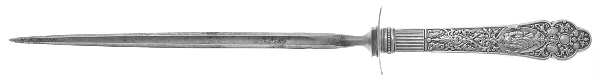 Medici-Old (Sterling, 1880, No Monograms) Large Knife Sharpener-Steel Rod w/Sterling Guard