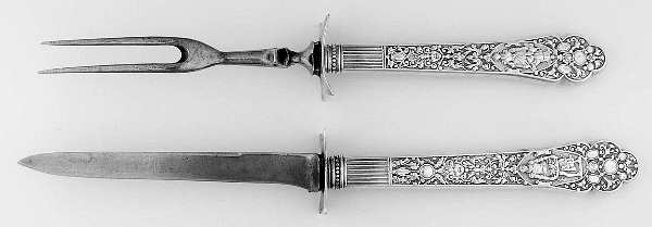 Medici-Old (Sterling, 1880, No Monograms) (2 Pc)Carving Set-Lg Stnbl/Roast w/Sterling Guard