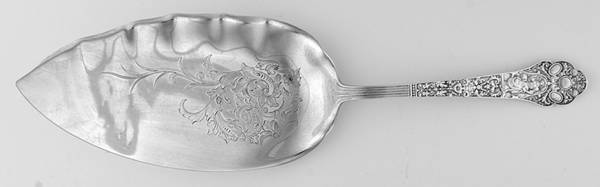Medici-Old (Sterling, 1880, No Monograms) Large Solid Bright Cut Fish Serving Knife