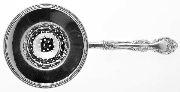 Melrose (Sterling, 1948, No Monograms) Individual Overcup Tea Strainer with Silverplate Bowl