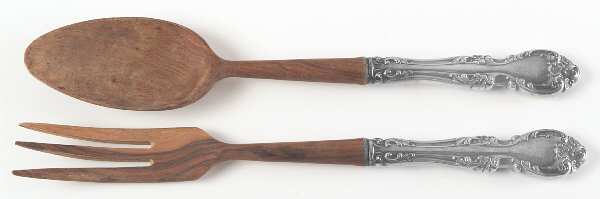 Melrose (Sterling, 1948, No Monograms) Wooden Bowl 2-Piece Salad Set
