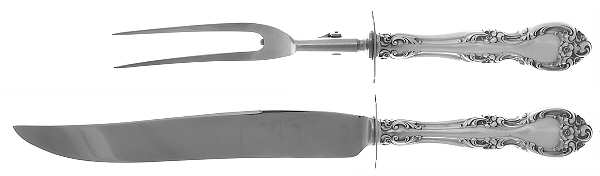 Melrose (Sterling, 1948, No Monograms) Large 2-Piece Roast Carving Set w/Stainless Blade