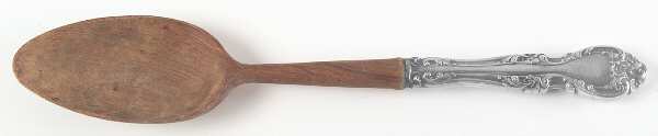 Melrose (Sterling, 1948, No Monograms) Salad Serving Spoon with Wooden Bowl