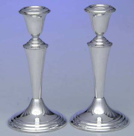 Sterling Hollowware Pair of 7" Weighted Candlestick