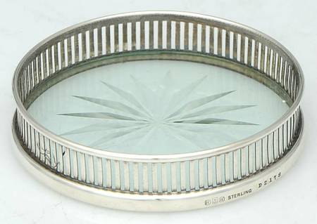 Sterling Hollowware Crystal Coaster with Sterling Rim
