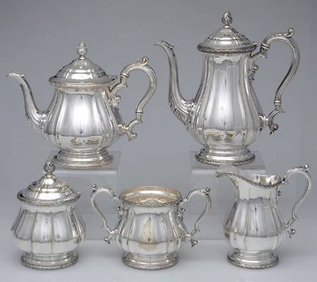 Silverplate Hollowware 5-Piece Plated Tea Set (with Waste)