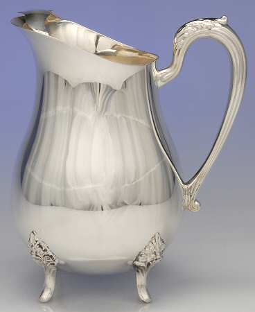 Silverplate Hollowware Plated Water Pitcher with Ice Lip