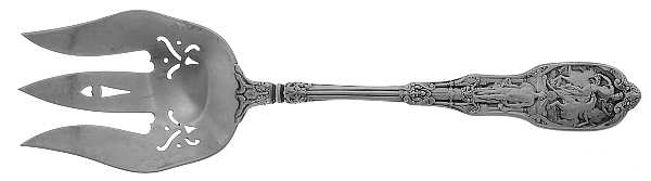 Mythologique (Sterling, 1894, Old, NoBeads, NoFaceBow) Oversize Solid Salad Servng Fork