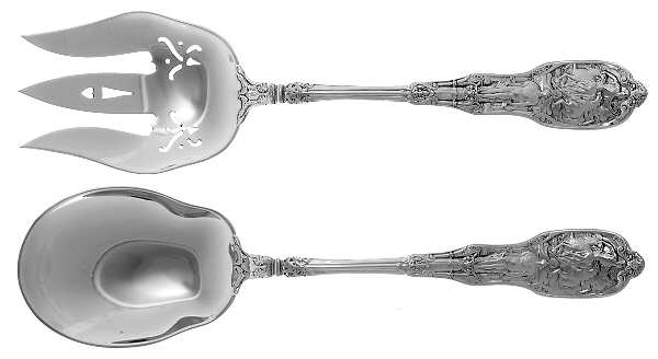 Mythologique (Sterling, 1894, Old, NoBeads, NoFaceBow) Solid Oversized Serving Salad Set