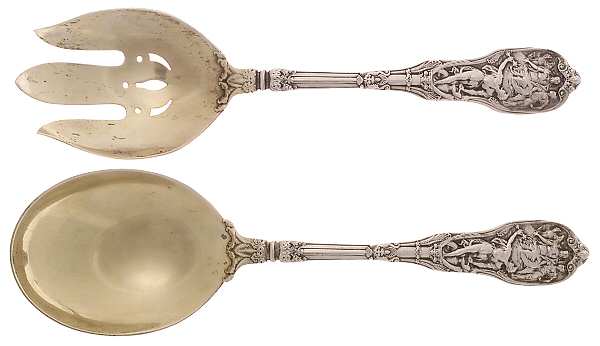 Mythologique (Sterling, 1894, Old, NoBeads, NoFaceBow) (2 Pc) Solid Salad Set