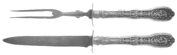 Mythologique (Str, 1894, Old, Mono, NoBeads, Noface 2 Piece Small Carving Set W/ Sterling Guard