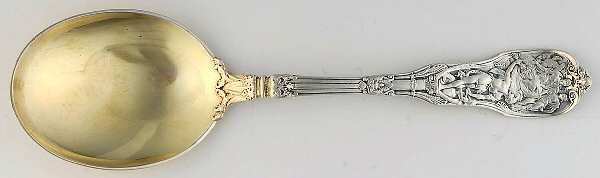 Mythologique (Sterling, 1894, Old, NoBeads, NoFaceBow) Solid Salad Serving Spoon