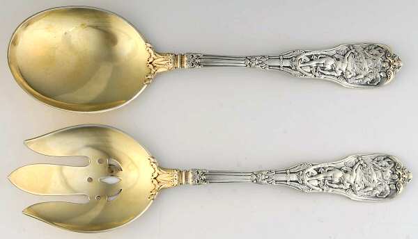 Mythologique (Sterling, 1894, Old, NoBeads, NoFaceBow) (2 Pc) Solid Salad Set