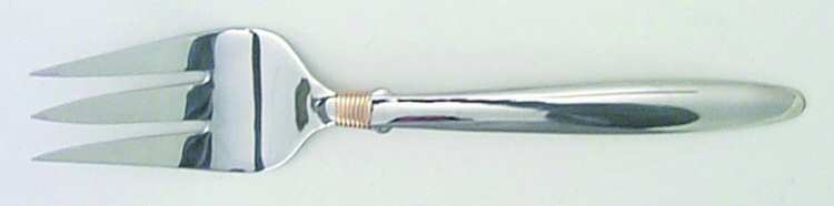 Narragansett Gold (Stainless, Gold Accent, Wings) Medium Solid Cold Meat Serving Fork