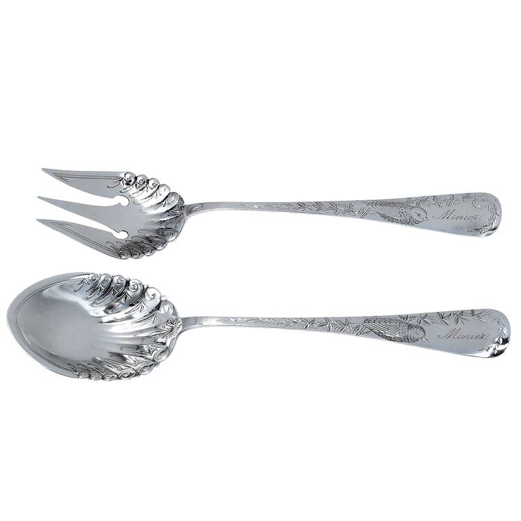 Nightingale (Sterling, 1885, No Monograms) (2 Pc) Solid Salad Set