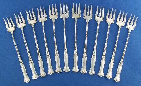 No. 844 (Sterling, 1895) Cocktail/Seafood Fork - Set of 12