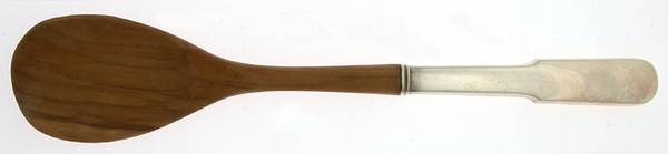 Old English Tipt (Sterling) Salad Serving Spoon with Wooden Bowl