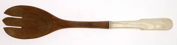 Old English Tipt (Sterling) Salad Serving Fork with Wooden Prongs