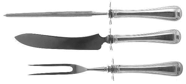 Old French (Sterling, 1905) Small Steak 3-Piece Carving Set with Stainless Blade