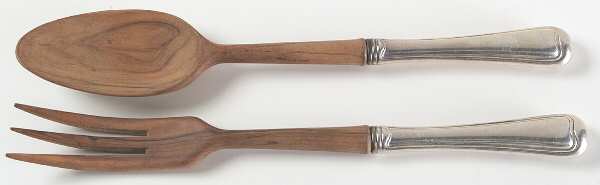 Old French (Sterling, 1905) Wooden Bowl 2-Piece Salad Set
