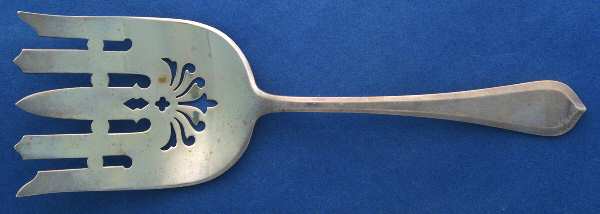 Old London-Plain (Sterling, 1916, No Monos) Large Solid Asparagus Serving Fork