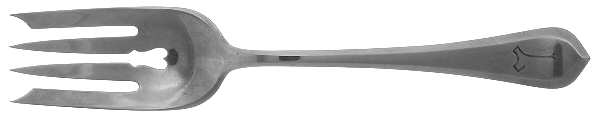 Old London-Plain (Sterling, 1916, No Monos) Small Solid Cold Meat Serving Fork