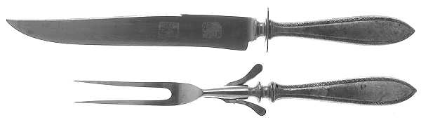 Old London-Engraved (Sterling, 1916) Large 2-Piece Roast Carving Set w/Stainless Blade