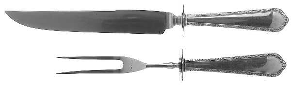 Old London-Engraved (Sterling, 1916) Small Stainless Blade 2-Piece Steak Carving Set