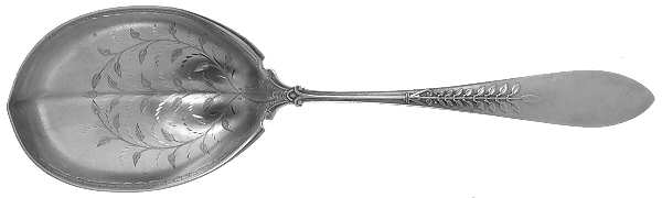 Palm (Sterling, 1870) Solid Bright Cut Vegetable Serving Spoon
