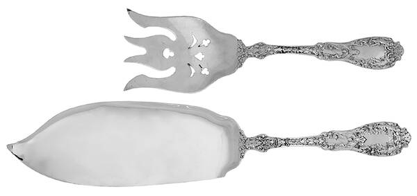 Paris (Sterling, 1900, No Monograms) 2 Piece Large Solid Fish Serving Set