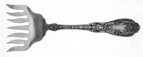 Paris (Sterling, 1900, No Monograms) Large Solid Tined Sardine Serving Fork