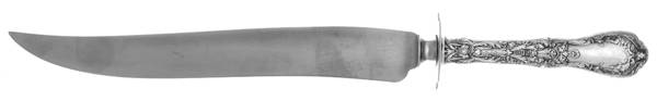 Paris (Sterling, 1900, No Monograms) Large Carving/Roast Knife StnlBl w/Sterling Guard