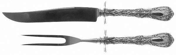 Paris (Sterling, 1900, No Monograms) 2 Piece Small Carving Set W/ Sterling Guard