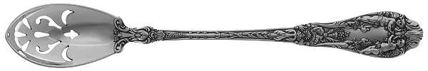 Paris (Sterling, 1900, No Monograms) Pierced Bowl Short Handle Olive Spoon