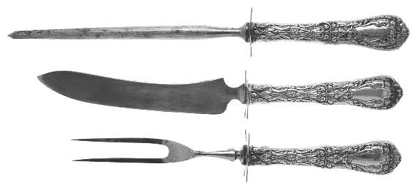 Paris (Sterling, 1900, No Monograms) Small Steak 3-Piece Carving Set with Stainless Blade