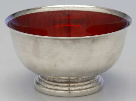 Paul Revere Bowls (Silverplate, Hollowware) 5" Paul Revere Bowl W/Red Glass Bowl
