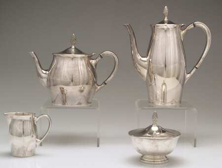 Paul Revere (Silverplate, Hollowware) (4 Piece) Silverplate Tea Set