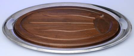 Paul Revere (Silverplate, Hollowware) 22" Oval Platter with Wood Cutting Board