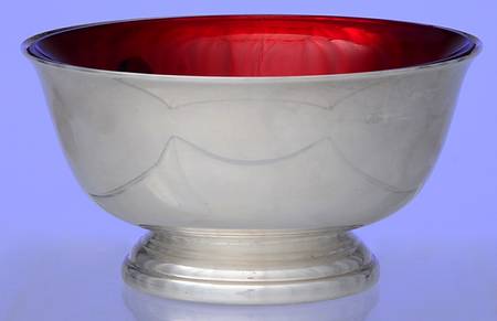Paul Revere Bowls (Silverplate, Hollowware) 4" Paul Revere Bowl with Red Glass Liner