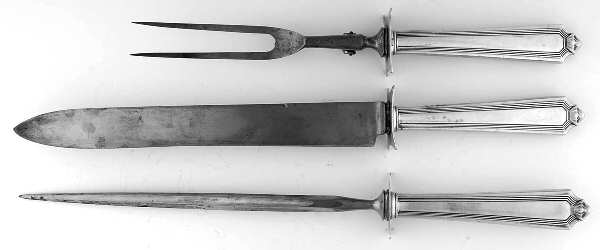 Plymouth (Sterling, 1911) Large 3-Piece Roast Carving Set w/ Stainless Blade