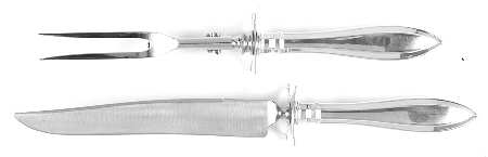 Portsmouth (Sterling, 1918, No Monograms) Large 2-Piece Roast Carving Set w/Stainless Blade