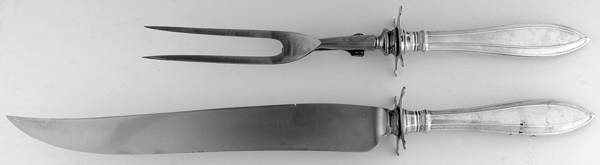 Portsmouth (Sterling, 1918, No Monograms) Large 2-Piece Roast Carving Set w/ Stainless Blade