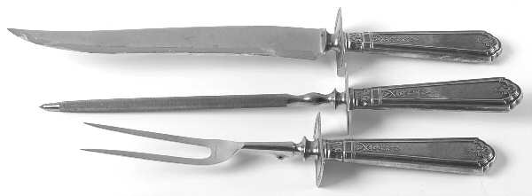 Princess Patricia (Sterling, 1926, No Monos) (3 Pc)Carving Set-Lg Stnbl/Roast w/Sterling Guard
