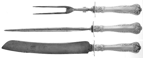 Regent (Silverplate, 1902-1903) Large 3-Piece Roast Carving Set w/ Stainless Blade