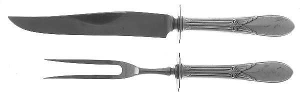 Rose Marie (Sterling, 1933, No Monograms) 2 Piece Small Carving Set W/ Sterling Guard
