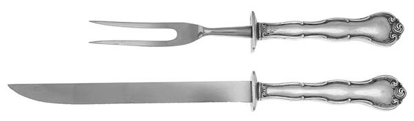 Rondo (Sterling, 1951, No Monograms) Small 2-Piece Steak Carving Set w/Stainless Blade
