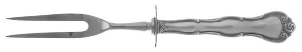 Rondo (Sterling, 1951, No Monograms) Small Steak Carving Fork with Stainless Prongs