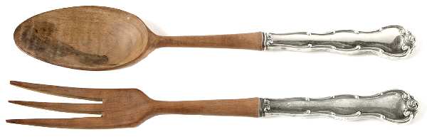 Rondo (Sterling, 1951, No Monograms) Wooden Bowl 2-Piece Salad Set