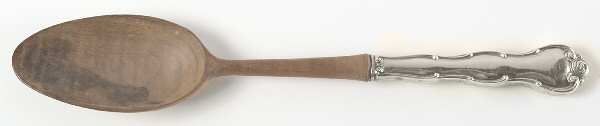 Rondo (Sterling, 1951, No Monograms) Salad Serving Spoon with Wooden Bowl